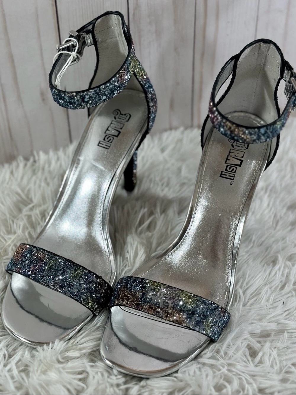 Glitter Multicolor Ankle-Strap Heels